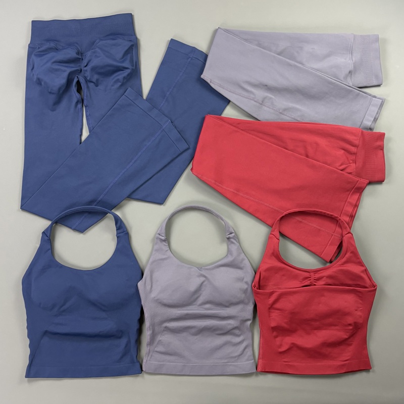 Pilates Yoga Leggings - 2 Parça Flare Tayt Takımı Dikişsiz