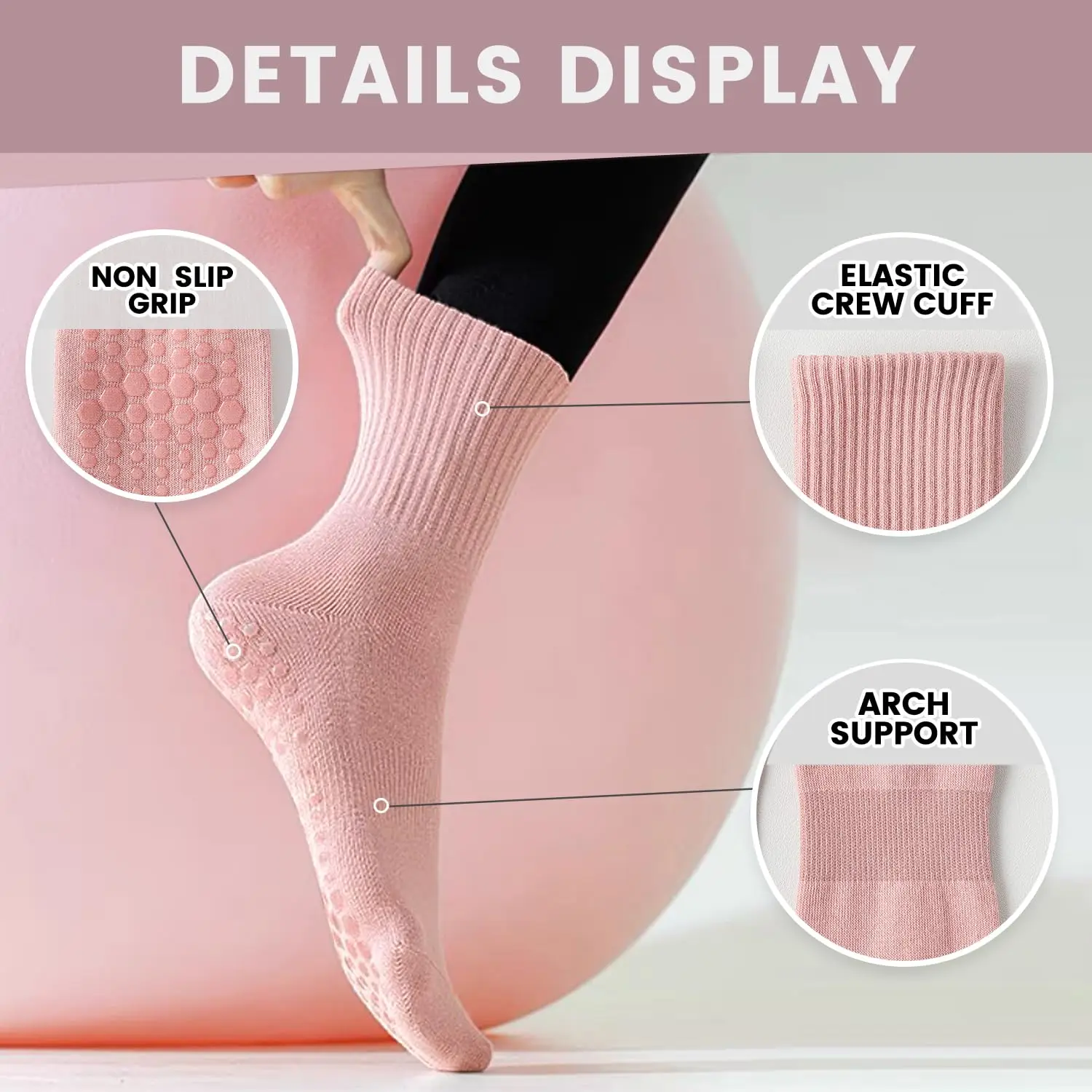 4 çift kadın yoga çorabı, düz  - Pilates Yoga Ballet incelemesi ve fiyatı